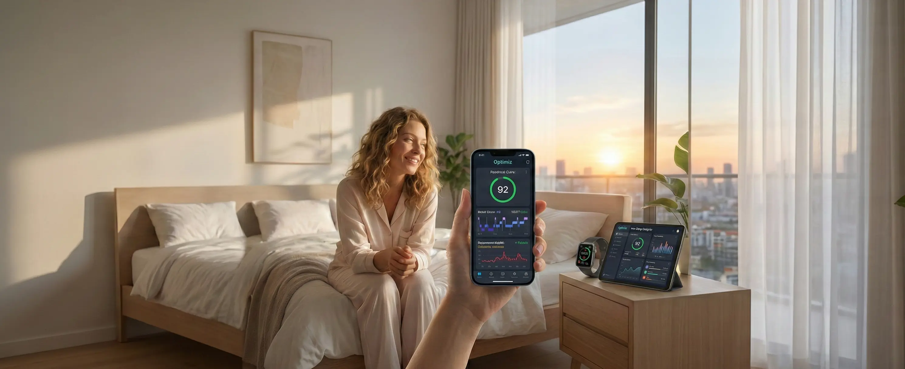 Person checking morning wellness score